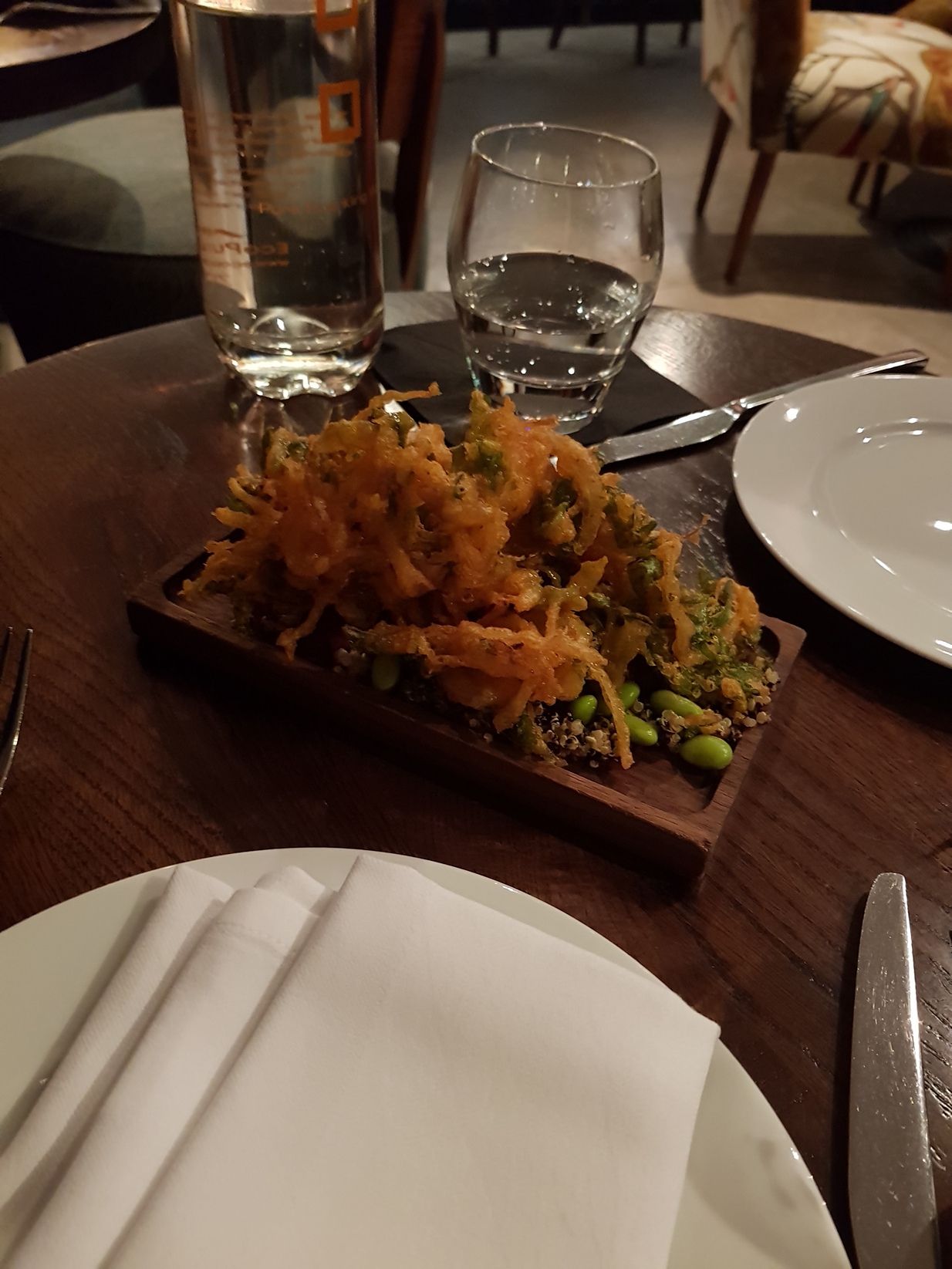 Benares quinoa salad spinach and red onion bhajia