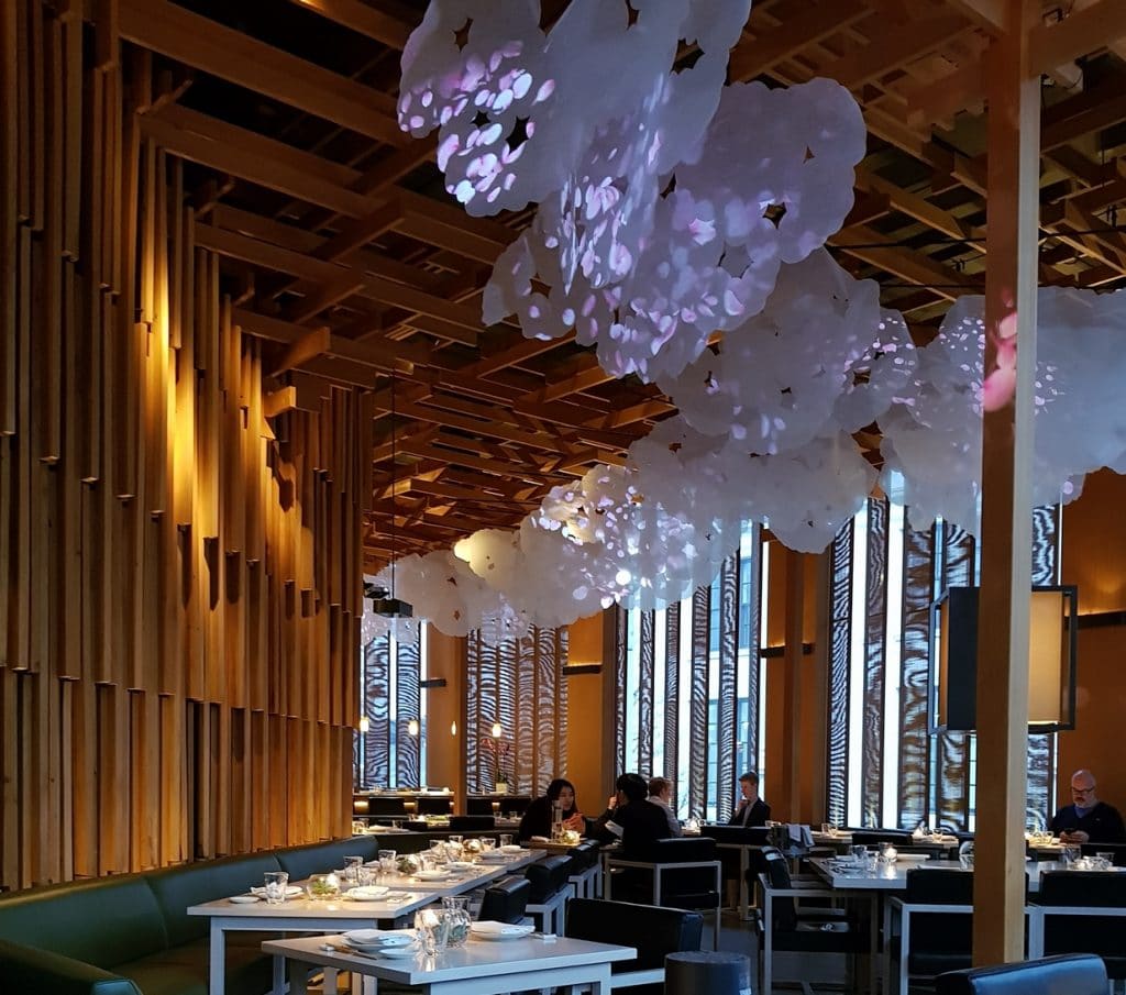Sake no Hana dining area with cherry blossom display